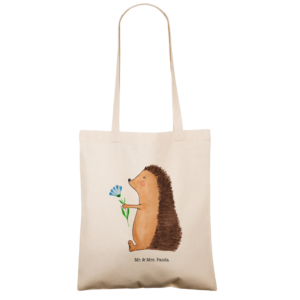 Tragetasche Igel mit Blume Beuteltasche, Beutel, Einkaufstasche, Jutebeutel, Stoffbeutel, Tiermotive, Gute Laune, lustige Sprüche, Tiere, Igel, Gute Besserung, Genesungswünsche, Krankheit, Krankenhaus, krank, Besuch
