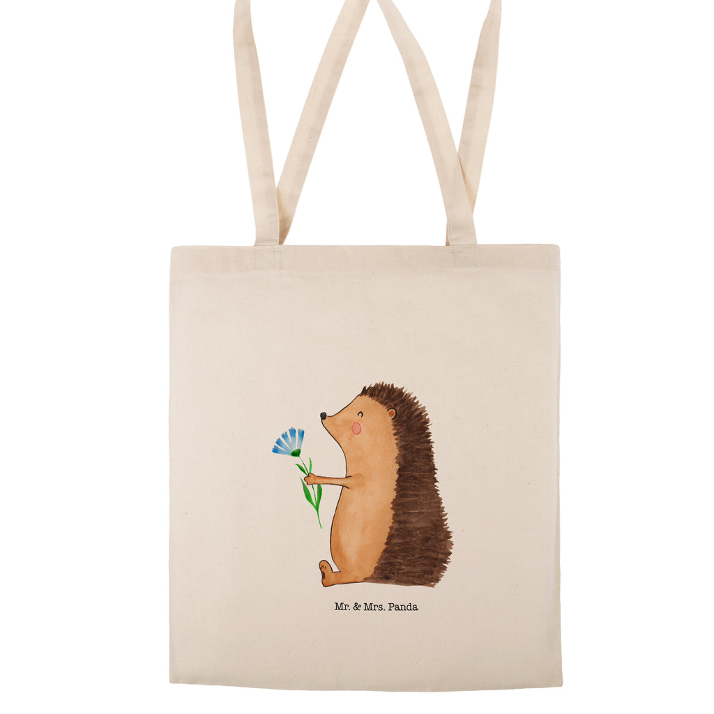 Tragetasche Igel mit Blume Beuteltasche, Beutel, Einkaufstasche, Jutebeutel, Stoffbeutel, Tiermotive, Gute Laune, lustige Sprüche, Tiere, Igel, Gute Besserung, Genesungswünsche, Krankheit, Krankenhaus, krank, Besuch