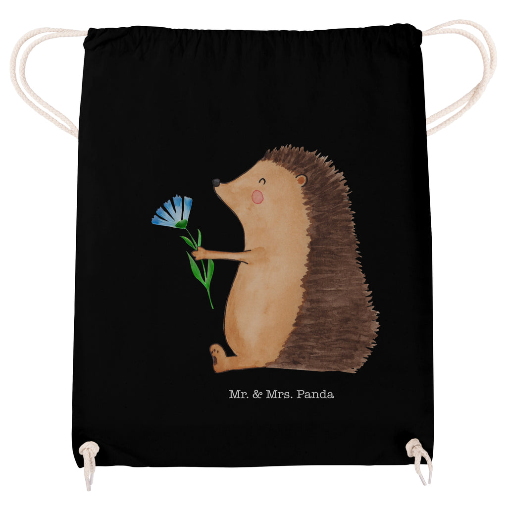 Sportbeutel Igel mit Blume Turnbeutel, Beutel, Sporttasche, Tasche, Stoffbeutel, Tiermotive, Gute Laune, lustige Sprüche, Tiere, Igel, Gute Besserung, Genesungswünsche, Krankheit, Krankenhaus, krank, Besuch