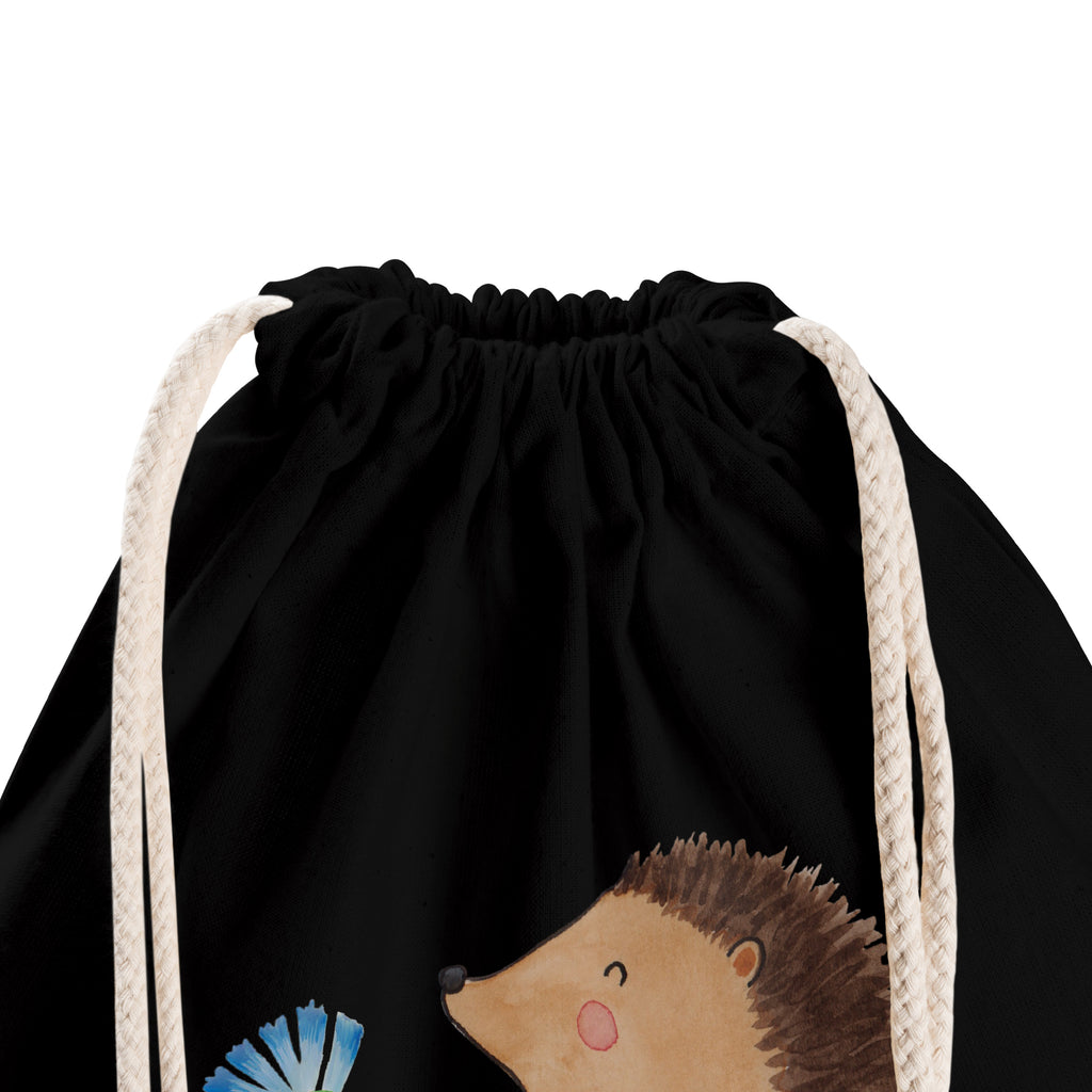 Sportbeutel Igel mit Blume Turnbeutel, Beutel, Sporttasche, Tasche, Stoffbeutel, Tiermotive, Gute Laune, lustige Sprüche, Tiere, Igel, Gute Besserung, Genesungswünsche, Krankheit, Krankenhaus, krank, Besuch
