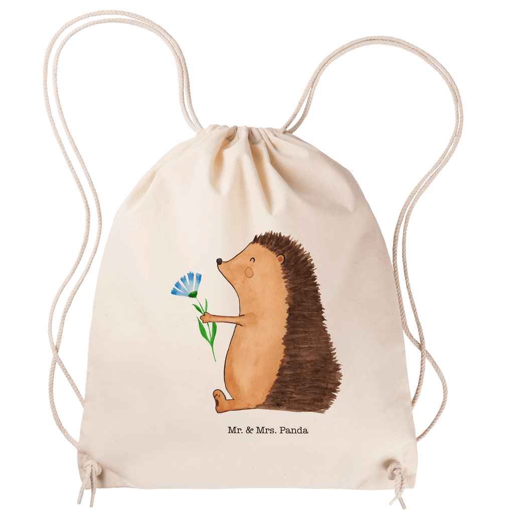 Sportbeutel Igel mit Blume Turnbeutel, Beutel, Sporttasche, Tasche, Stoffbeutel, Tiermotive, Gute Laune, lustige Sprüche, Tiere, Igel, Gute Besserung, Genesungswünsche, Krankheit, Krankenhaus, krank, Besuch