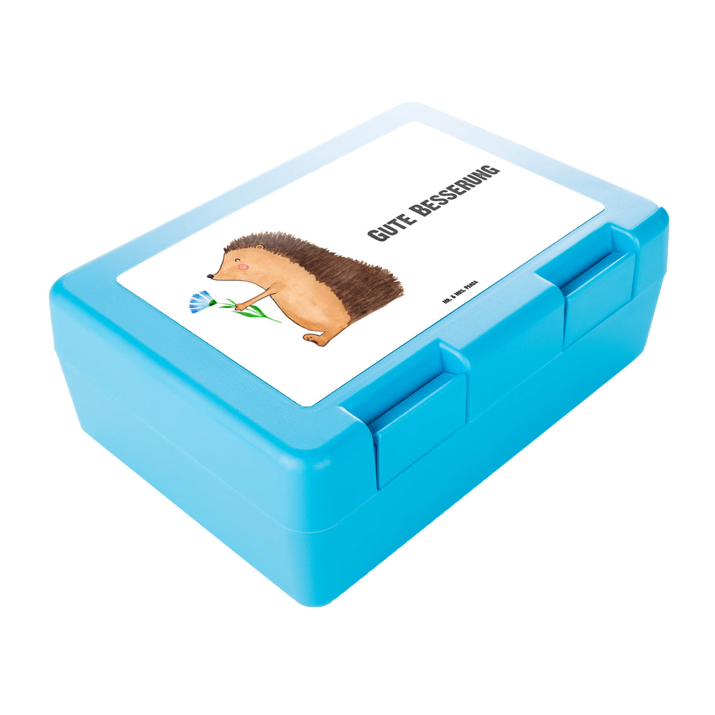 Brotdose Igel mit Blume Brotbox, Snackbox, Lunch box, Butterbrotdose, Brotzeitbox, Tiermotive, Gute Laune, lustige Sprüche, Tiere, Igel, Gute Besserung, Genesungswünsche, Krankheit, Krankenhaus, krank, Besuch