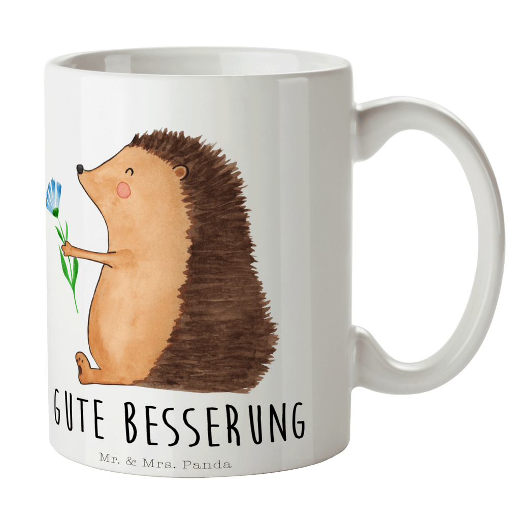Tasse Igel mit Blume Igel, Gute Besserung, Genesungswünsche, Krankheit, Krankenhaus, krank, Besuch Becher, Kaffeetasse, Kaffeebecher, Tee, Frühstück, Büro  süße Tiermotive, gute Laune, lustige Sprüche, Tiere