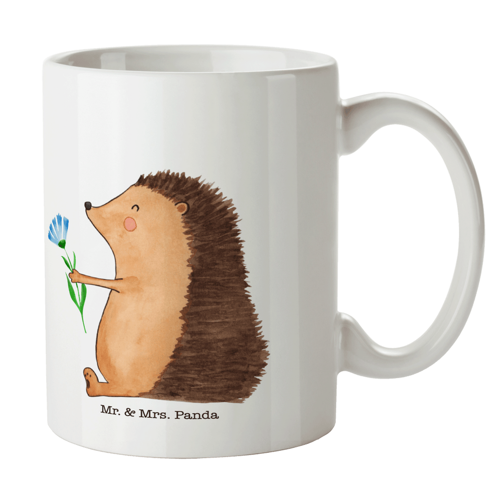 Tasse Igel mit Blume Igel, Gute Besserung, Genesungswünsche, Krankheit, Krankenhaus, krank, Besuch Becher, Kaffeetasse, Kaffeebecher, Tee, Frühstück, Büro  süße Tiermotive, gute Laune, lustige Sprüche, Tiere