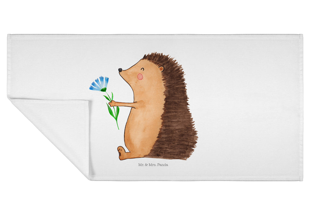 50 x 100 Handtuch Igel mit Blume Handtuch, Badehandtuch, Badezimmer, Handtücher, groß, Kinder, Baby, Tiermotive, Gute Laune, lustige Sprüche, Tiere, Igel, Gute Besserung, Genesungswünsche, Krankheit, Krankenhaus, krank, Besuch