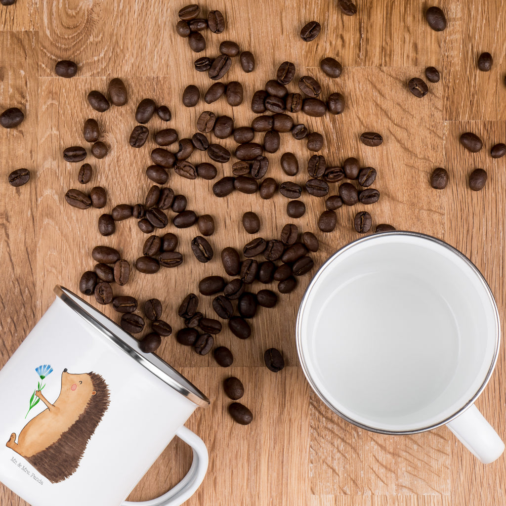 Camping Emaille Tasse Igel mit Blume Campingtasse, Trinkbecher, Metalltasse, Outdoor Tasse, Emaille Trinkbecher, Blechtasse Outdoor, Emaille Campingbecher, Edelstahl Trinkbecher, Metalltasse für Camping, Kaffee Blechtasse, Camping Tasse Metall, Tiermotive, Gute Laune, lustige Sprüche, Tiere, Igel, Gute Besserung, Genesungswünsche, Krankheit, Krankenhaus, krank, Besuch