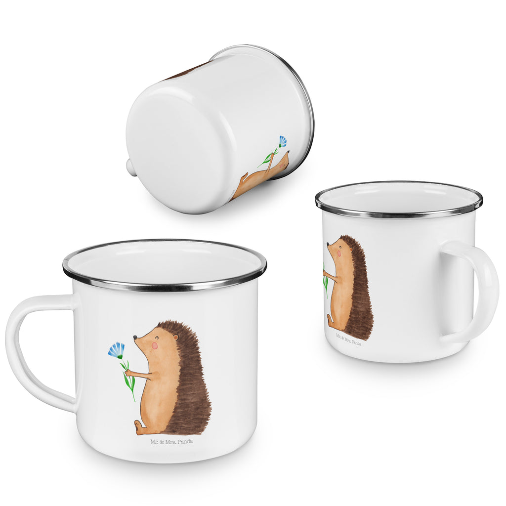 Camping Emaille Tasse Igel mit Blume Campingtasse, Trinkbecher, Metalltasse, Outdoor Tasse, Emaille Trinkbecher, Blechtasse Outdoor, Emaille Campingbecher, Edelstahl Trinkbecher, Metalltasse für Camping, Kaffee Blechtasse, Camping Tasse Metall, Tiermotive, Gute Laune, lustige Sprüche, Tiere, Igel, Gute Besserung, Genesungswünsche, Krankheit, Krankenhaus, krank, Besuch
