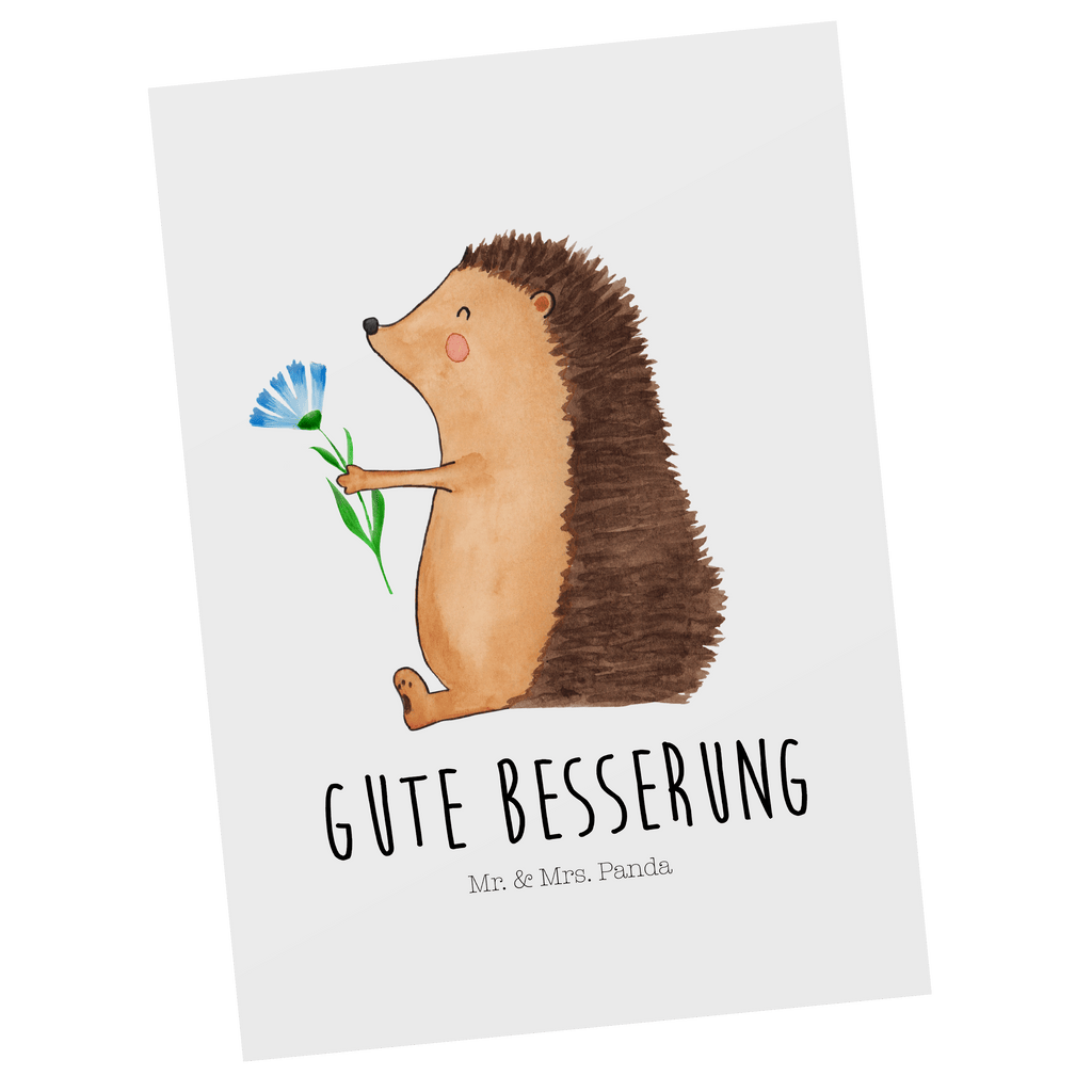 Postkarte Igel mit Blume Geschenkkarte, Grußkarte, Karte, Einladung, Ansichtskarte, Geburtstagskarte, Einladungskarte, Dankeskarte, Tiermotive, Gute Laune, lustige Sprüche, Tiere, Igel, Gute Besserung, Genesungswünsche, Krankheit, Krankenhaus, krank, Besuch