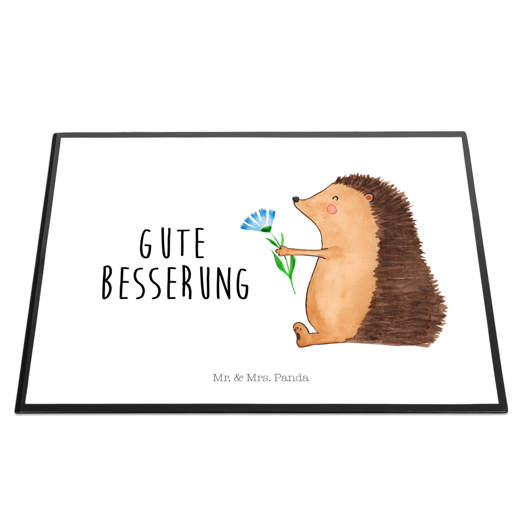 Schreibtischunterlage Igel mit Blume Schreibunterlage, Schreibtischauflage, Bürobedarf, Büroartikel, Schreibwaren, Schreibtisch Unterlagen, Schreibtischunterlage Groß, Tiermotive, Gute Laune, lustige Sprüche, Tiere, Igel, Gute Besserung, Genesungswünsche, Krankheit, Krankenhaus, krank, Besuch