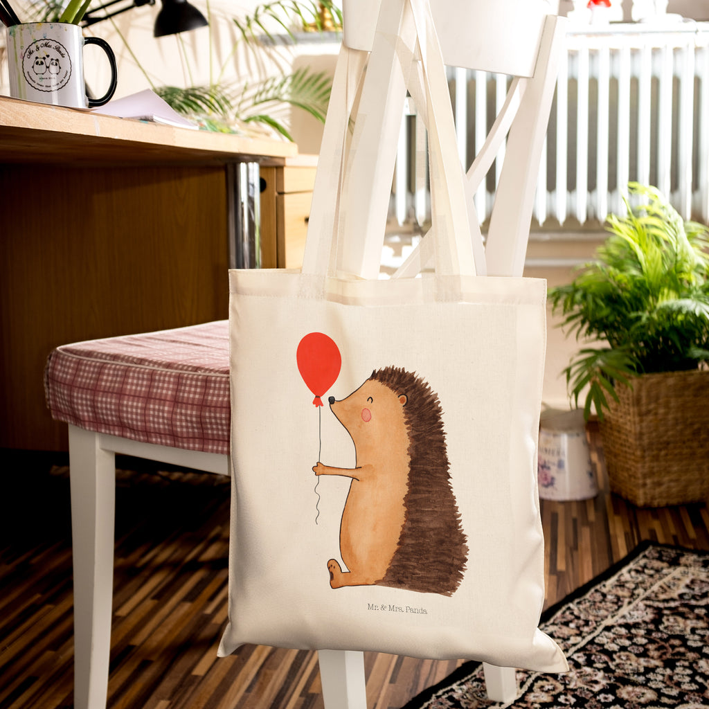 Tragetasche Igel mit Luftballon Beuteltasche, Beutel, Einkaufstasche, Jutebeutel, Stoffbeutel, Tiermotive, Gute Laune, lustige Sprüche, Tiere, Igel, Geburtstag, Herzlichen Glückwunsch, Glückwunsch, Geburtstagskind, Ballon, Happy Birthday