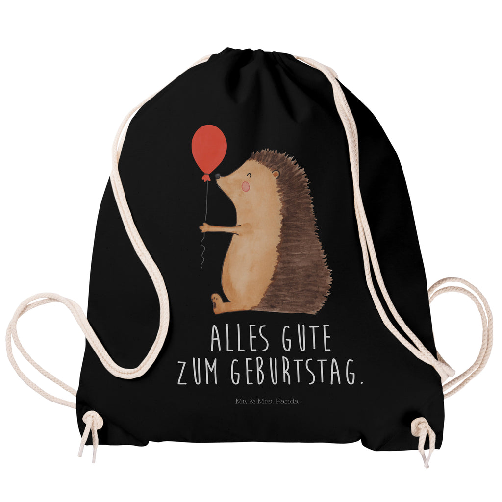 Sportbeutel Igel mit Luftballon Turnbeutel, Beutel, Sporttasche, Tasche, Stoffbeutel, Tiermotive, Gute Laune, lustige Sprüche, Tiere, Igel, Geburtstag, Herzlichen Glückwunsch, Glückwunsch, Geburtstagskind, Ballon, Happy Birthday