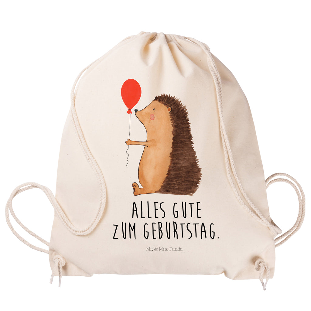 Sportbeutel Igel mit Luftballon Turnbeutel, Beutel, Sporttasche, Tasche, Stoffbeutel, Tiermotive, Gute Laune, lustige Sprüche, Tiere, Igel, Geburtstag, Herzlichen Glückwunsch, Glückwunsch, Geburtstagskind, Ballon, Happy Birthday