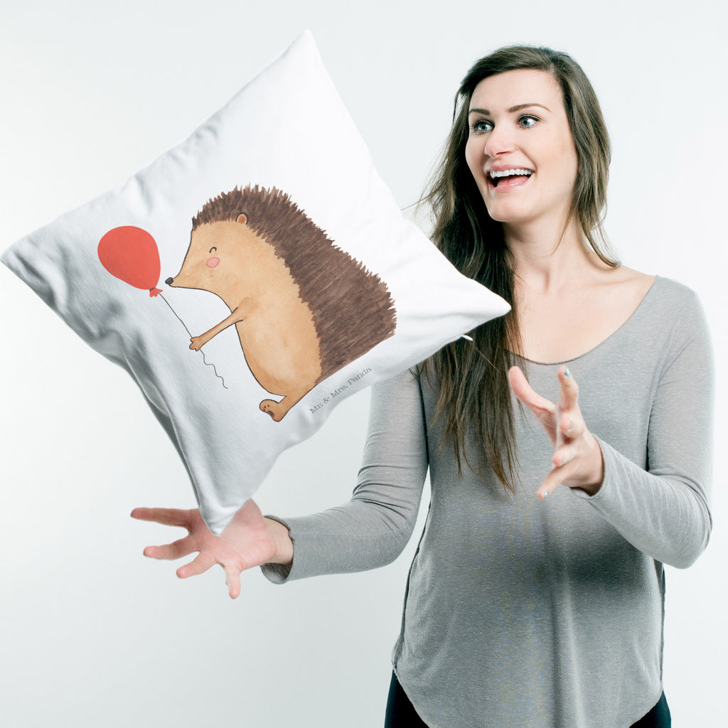 40x40 Kissen Igel mit Luftballon Kissenhülle, Kopfkissen, Sofakissen, Dekokissen, Motivkissen, Tiermotive, Gute Laune, lustige Sprüche, Tiere, Igel, Geburtstag, Herzlichen Glückwunsch, Glückwunsch, Geburtstagskind, Ballon, Happy Birthday