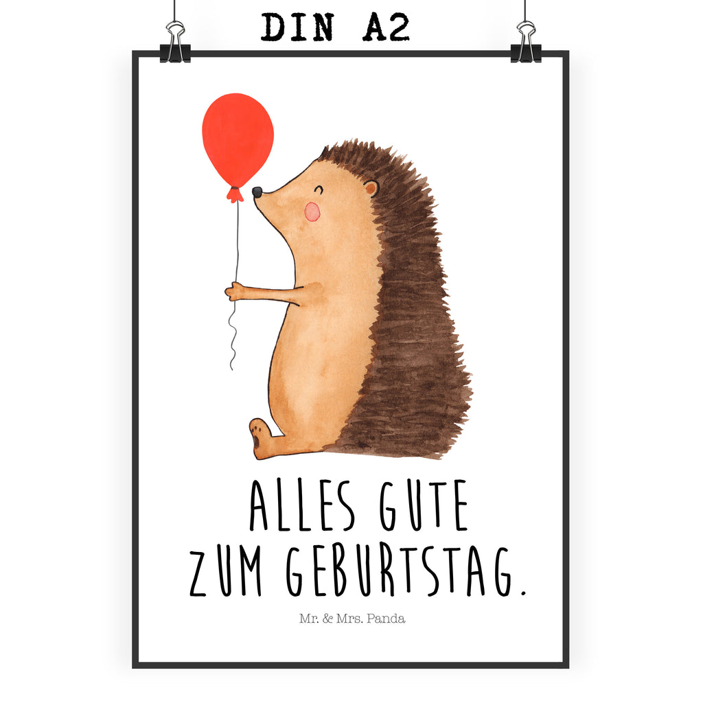 Poster Igel mit Luftballon Poster, Wandposter, Bild, Wanddeko, Küchenposter, Kinderposter, Wanddeko Bild, Raumdekoration, Wanddekoration, Handgemaltes Poster, Mr. & Mrs. Panda Poster, Designposter, Kunstdruck, Posterdruck, Tiermotive, Gute Laune, lustige Sprüche, Tiere, Igel, Geburtstag, Herzlichen Glückwunsch, Glückwunsch, Geburtstagskind, Ballon, Happy Birthday