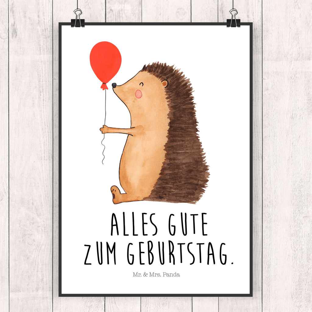 Poster Igel mit Luftballon Poster, Wandposter, Bild, Wanddeko, Küchenposter, Kinderposter, Wanddeko Bild, Raumdekoration, Wanddekoration, Handgemaltes Poster, Mr. & Mrs. Panda Poster, Designposter, Kunstdruck, Posterdruck, Tiermotive, Gute Laune, lustige Sprüche, Tiere, Igel, Geburtstag, Herzlichen Glückwunsch, Glückwunsch, Geburtstagskind, Ballon, Happy Birthday