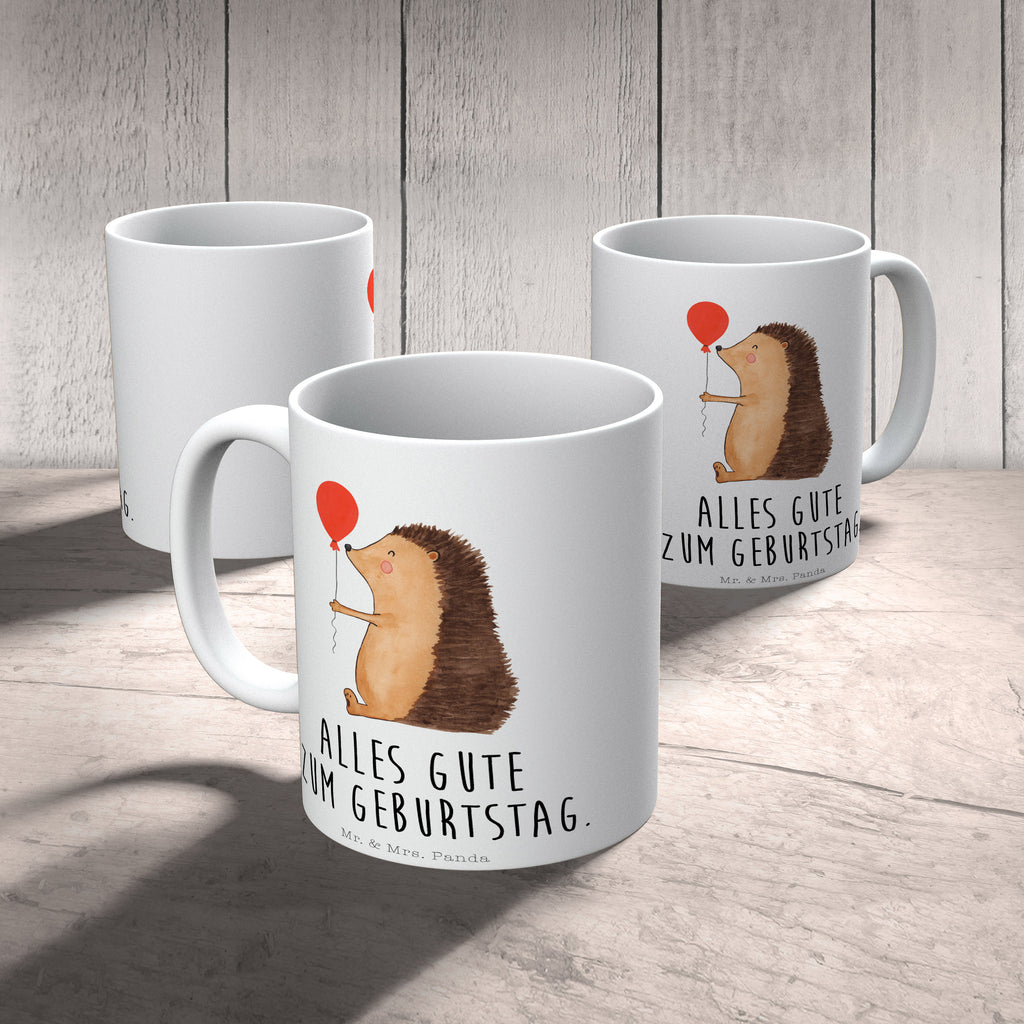 Tasse Igel mit Luftballon Igel, Geburtstag, Herzlichen Glückwunsch, Glückwunsch, Geburtstagskind, Ballon, Happy Birthday Becher, Kaffeetasse, Kaffeebecher, Tee, Frühstück, Büro  süße Tiermotive, gute Laune, lustige Sprüche, Tiere