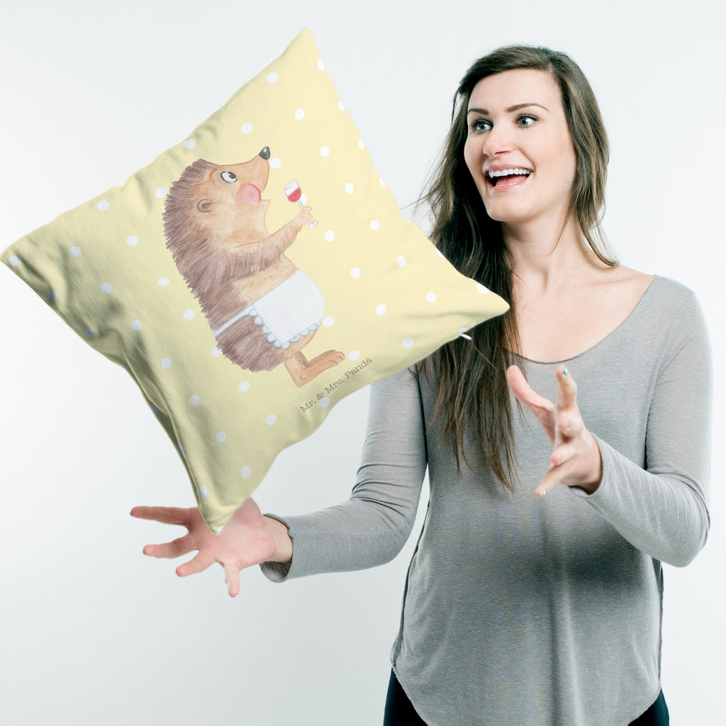 40x40 Kissen Igel mit Wein Kissenhülle, Kopfkissen, Sofakissen, Dekokissen, Motivkissen, Tiermotive, Gute Laune, lustige Sprüche, Tiere, Wein Spruch, Igel, Geschenk Weintrinker, Geschenk Weinliebhaber, Wein Deko, Weinglas, Rotwein, Weißwein, Wein trinken