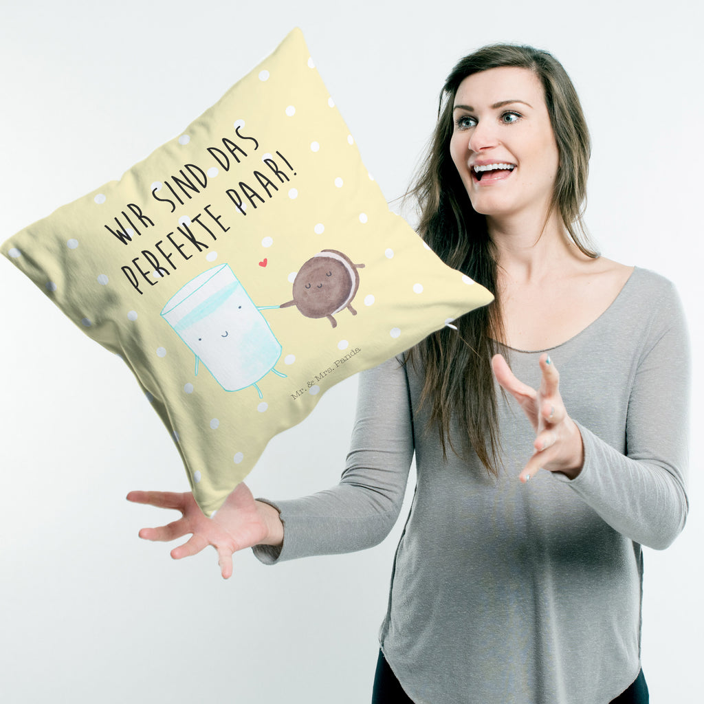 40x40 Kissen Milch & Keks Kissenhülle, Kopfkissen, Sofakissen, Dekokissen, Motivkissen, Tiermotive, Gute Laune, lustige Sprüche, Tiere, Milk, Cookie, Milch, Keks, Kekse, Kaffee, Einladung Frühstück, Motiv süß, romantisch, perfektes Paar