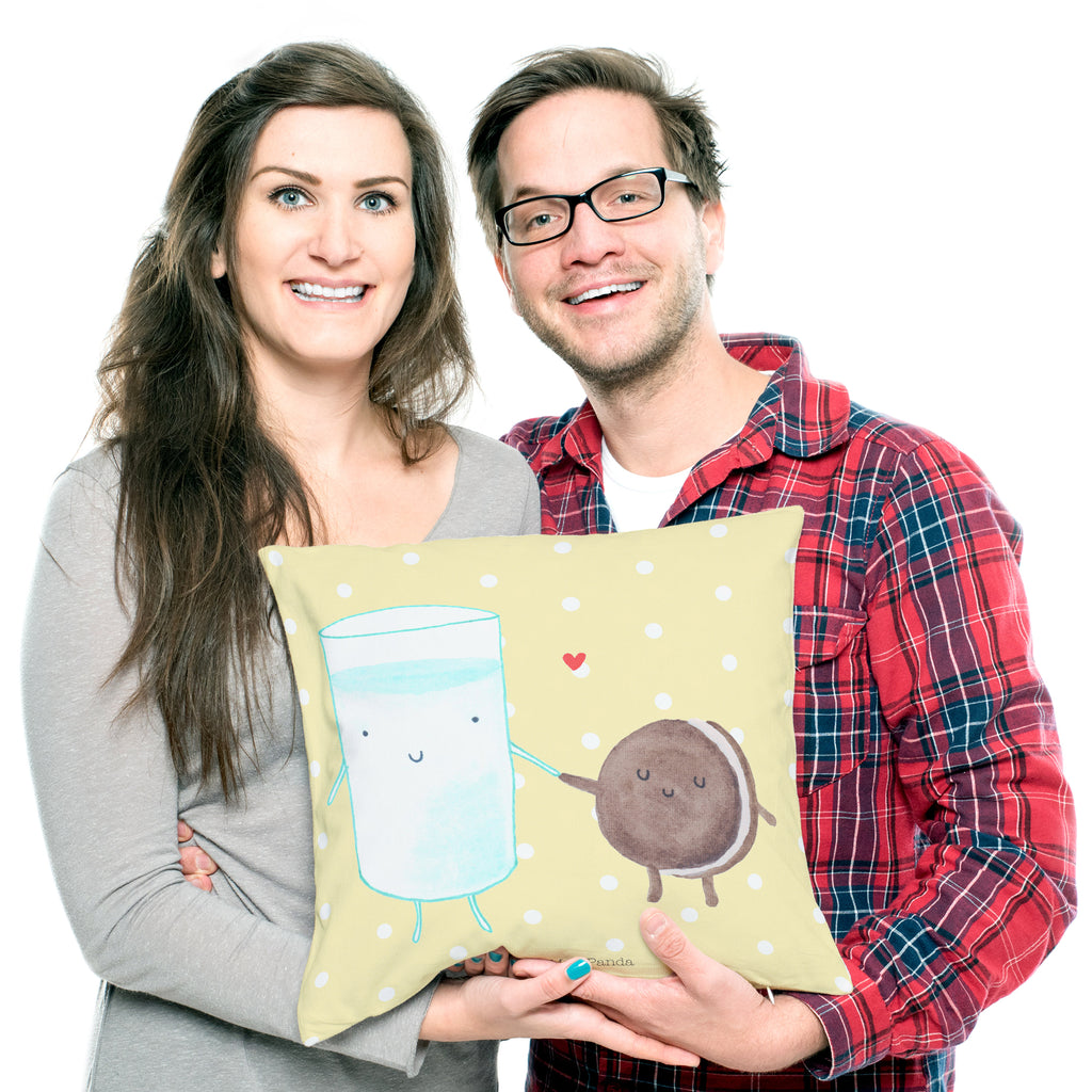 40x40 Kissen Milch & Keks Kissenhülle, Kopfkissen, Sofakissen, Dekokissen, Motivkissen, Tiermotive, Gute Laune, lustige Sprüche, Tiere, Milk, Cookie, Milch, Keks, Kekse, Kaffee, Einladung Frühstück, Motiv süß, romantisch, perfektes Paar