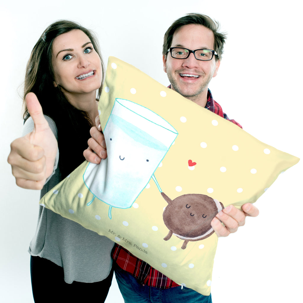 40x40 Kissen Milch & Keks Kissenhülle, Kopfkissen, Sofakissen, Dekokissen, Motivkissen, Tiermotive, Gute Laune, lustige Sprüche, Tiere, Milk, Cookie, Milch, Keks, Kekse, Kaffee, Einladung Frühstück, Motiv süß, romantisch, perfektes Paar