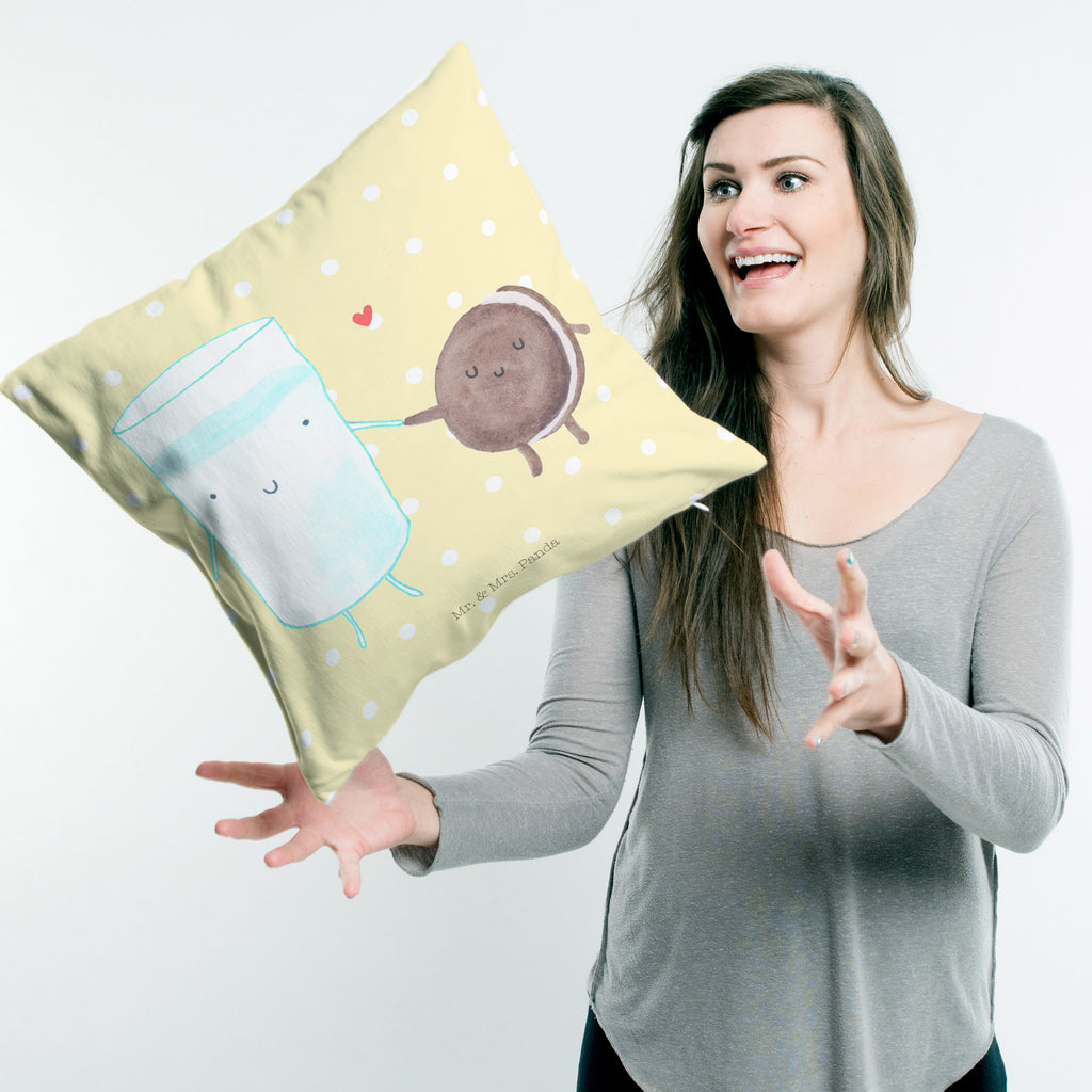 40x40 Kissen Milch & Keks Kissenhülle, Kopfkissen, Sofakissen, Dekokissen, Motivkissen, Tiermotive, Gute Laune, lustige Sprüche, Tiere, Milk, Cookie, Milch, Keks, Kekse, Kaffee, Einladung Frühstück, Motiv süß, romantisch, perfektes Paar