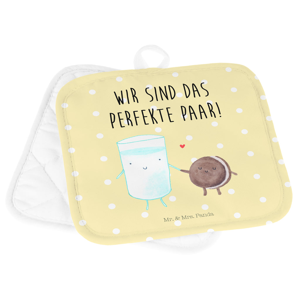 2er Set Topflappen  Milch & Keks Topflappen, Topfuntersetzer, Ofenhandschuh, Topflappen Set, Topflappen lustig, Topflappen mit Spruch, Tiermotive, Gute Laune, lustige Sprüche, Tiere, Milk, Cookie, Milch, Keks, Kekse, Kaffee, Einladung Frühstück, Motiv süß, romantisch, perfektes Paar