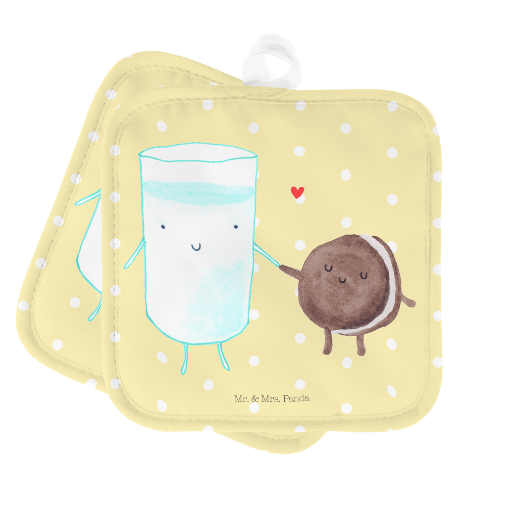 2er Set Topflappen  Milch & Keks Topflappen, Topfuntersetzer, Ofenhandschuh, Topflappen Set, Topflappen lustig, Topflappen mit Spruch, Tiermotive, Gute Laune, lustige Sprüche, Tiere, Milk, Cookie, Milch, Keks, Kekse, Kaffee, Einladung Frühstück, Motiv süß, romantisch, perfektes Paar