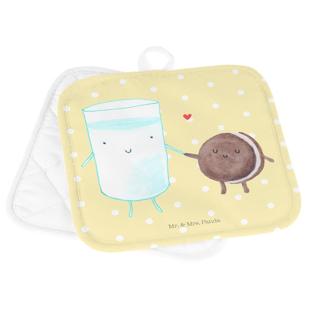 2er Set Topflappen  Milch & Keks Topflappen, Topfuntersetzer, Ofenhandschuh, Topflappen Set, Topflappen lustig, Topflappen mit Spruch, Tiermotive, Gute Laune, lustige Sprüche, Tiere, Milk, Cookie, Milch, Keks, Kekse, Kaffee, Einladung Frühstück, Motiv süß, romantisch, perfektes Paar