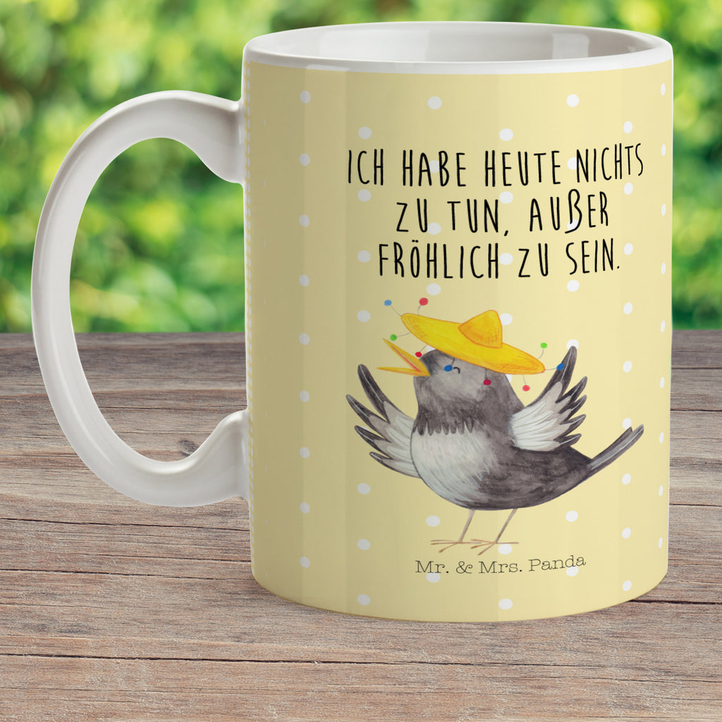 Kindertasse Rabe mit Sombrero Kunststoff Tasse, Kindergarten, Tasse, Trinkbecher, Camping Becher, Kaffeetasse, Kunststoffbecher, Kindergartenbecher, Outdoorgeschirr, Kunststoffgeschirr, Reisebecher, Reisetasse, Kinderbecher, Tiermotive, Gute Laune, lustige Sprüche, Tiere, Rabe, Vogel, Vögel, Spruch positiv, fröhlich sein, glücklich sein, Glück Spruch, froh, Elster, Motivation