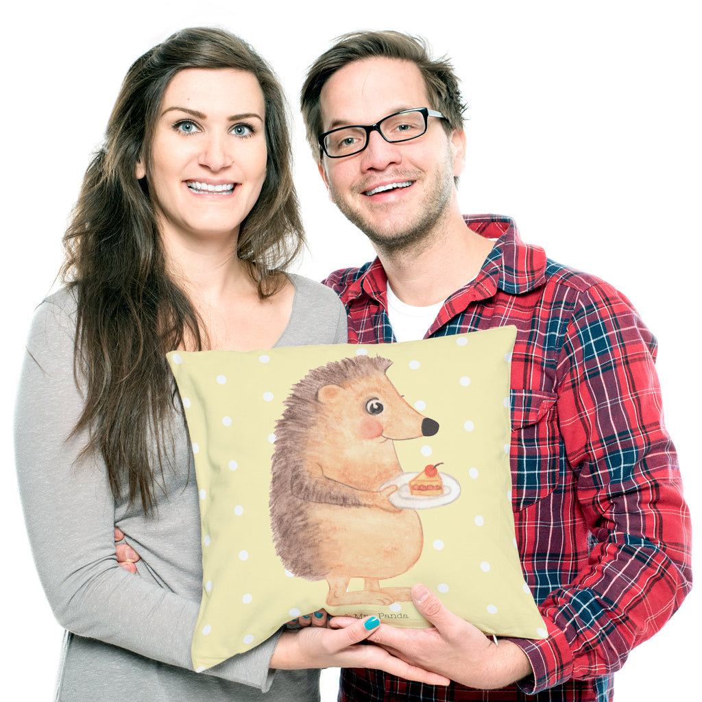 40x40 Kissen Igel mit Kuchenstück Kissenhülle, Kopfkissen, Sofakissen, Dekokissen, Motivkissen, Tiermotive, Gute Laune, lustige Sprüche, Tiere, Igel, Essen Spruch, Kuchen, Backen Geschenk, Kuchen backen, Einladung Party, Geburtstagskuchen, Torte