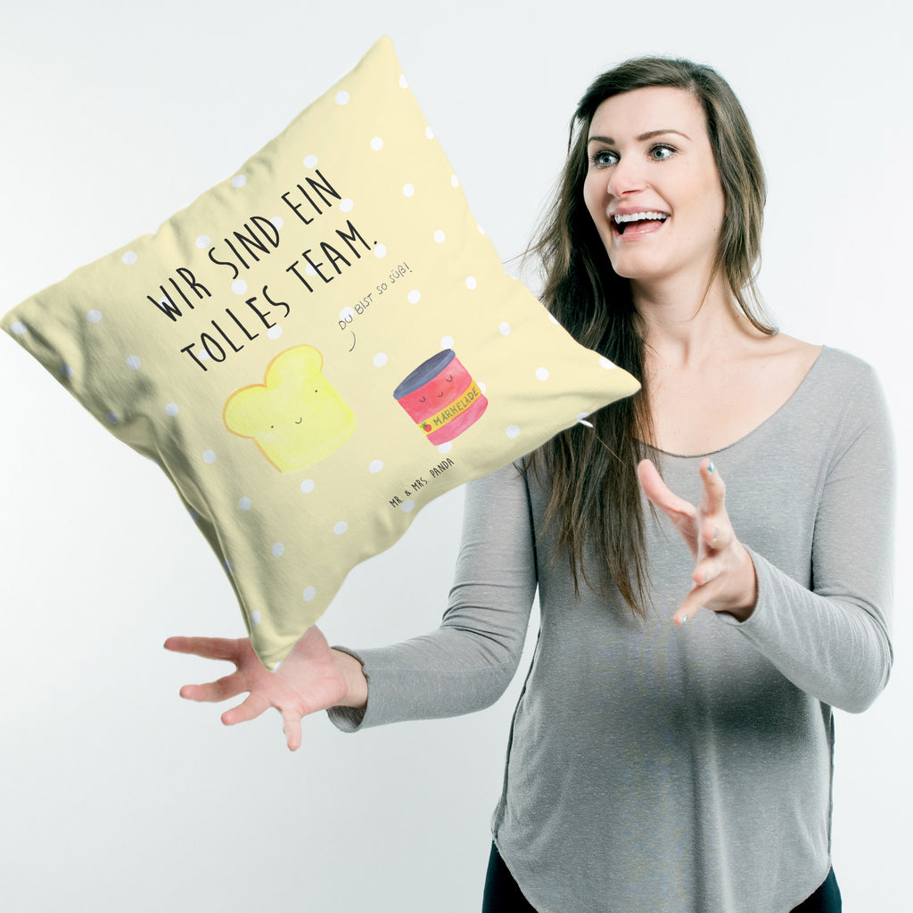 40x40 Kissen Toast & Marmelade Kissenhülle, Kopfkissen, Sofakissen, Dekokissen, Motivkissen, Tiermotive, Gute Laune, lustige Sprüche, Tiere, Toast, Marmelade, Dreamteam, süße Postkarte, süß, Küche Deko, Küche Spruch, Frühstück Einladung, Brot, Toastbrot