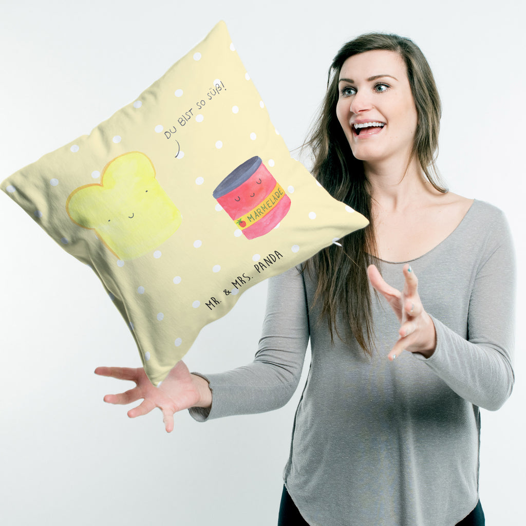 40x40 Kissen Toast & Marmelade Kissenhülle, Kopfkissen, Sofakissen, Dekokissen, Motivkissen, Tiermotive, Gute Laune, lustige Sprüche, Tiere, Toast, Marmelade, Dreamteam, süße Postkarte, süß, Küche Deko, Küche Spruch, Frühstück Einladung, Brot, Toastbrot