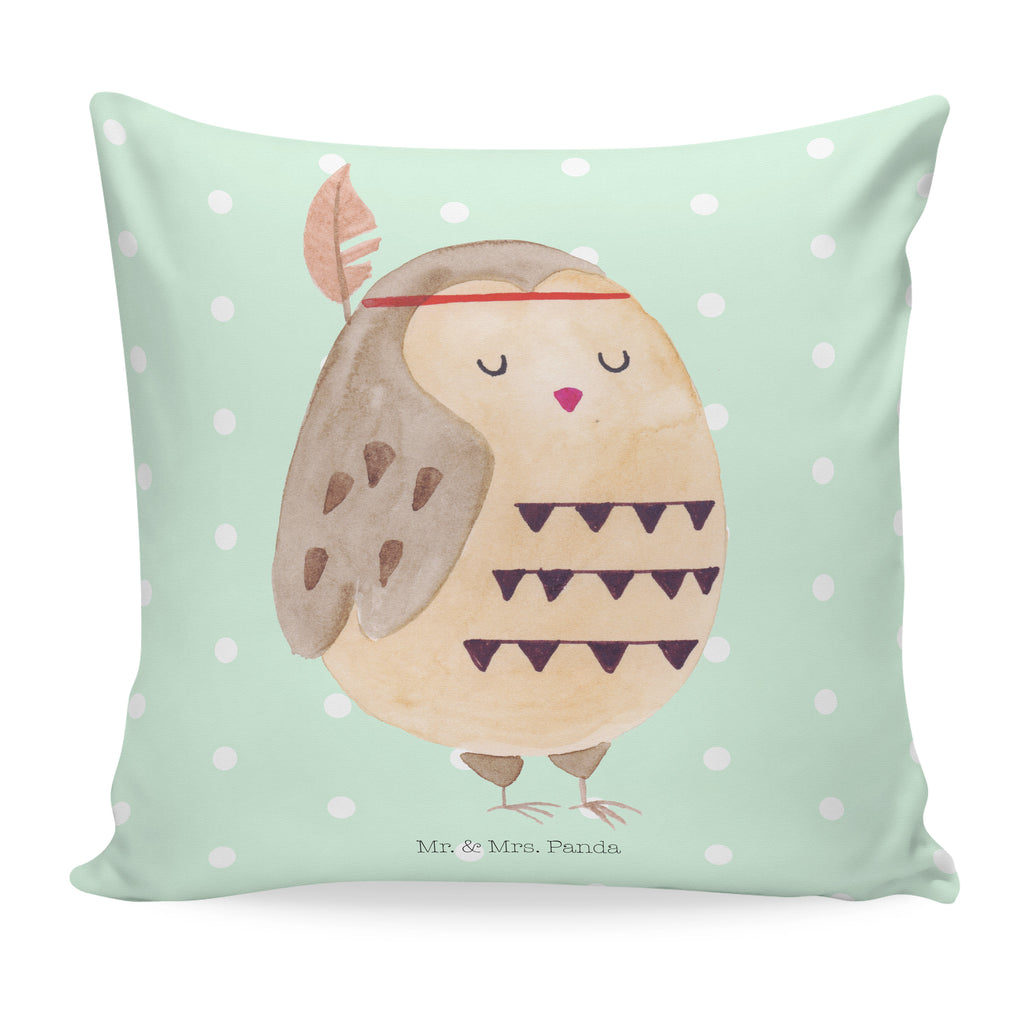 40x40 Kissen Eule Federschmuck Kissenhülle, Kopfkissen, Sofakissen, Dekokissen, Motivkissen, Eule, Eule Deko, Owl, Das Leben ist ein Abenteuer, Reisespruch, Federschmuck, Dekoration