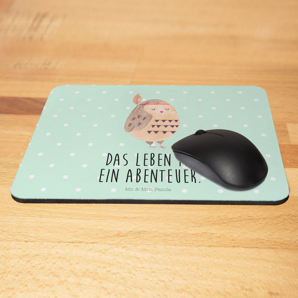 Mauspad Eule Federschmuck Mousepad, Computer zubehör, Büroausstattung, PC Zubehör, Arbeitszimmer, Mauspad, Einzigartiges Mauspad, Designer Mauspad, Eule, Eule Deko, Owl, Das Leben ist ein Abenteuer, Reisespruch, Federschmuck, Dekoration