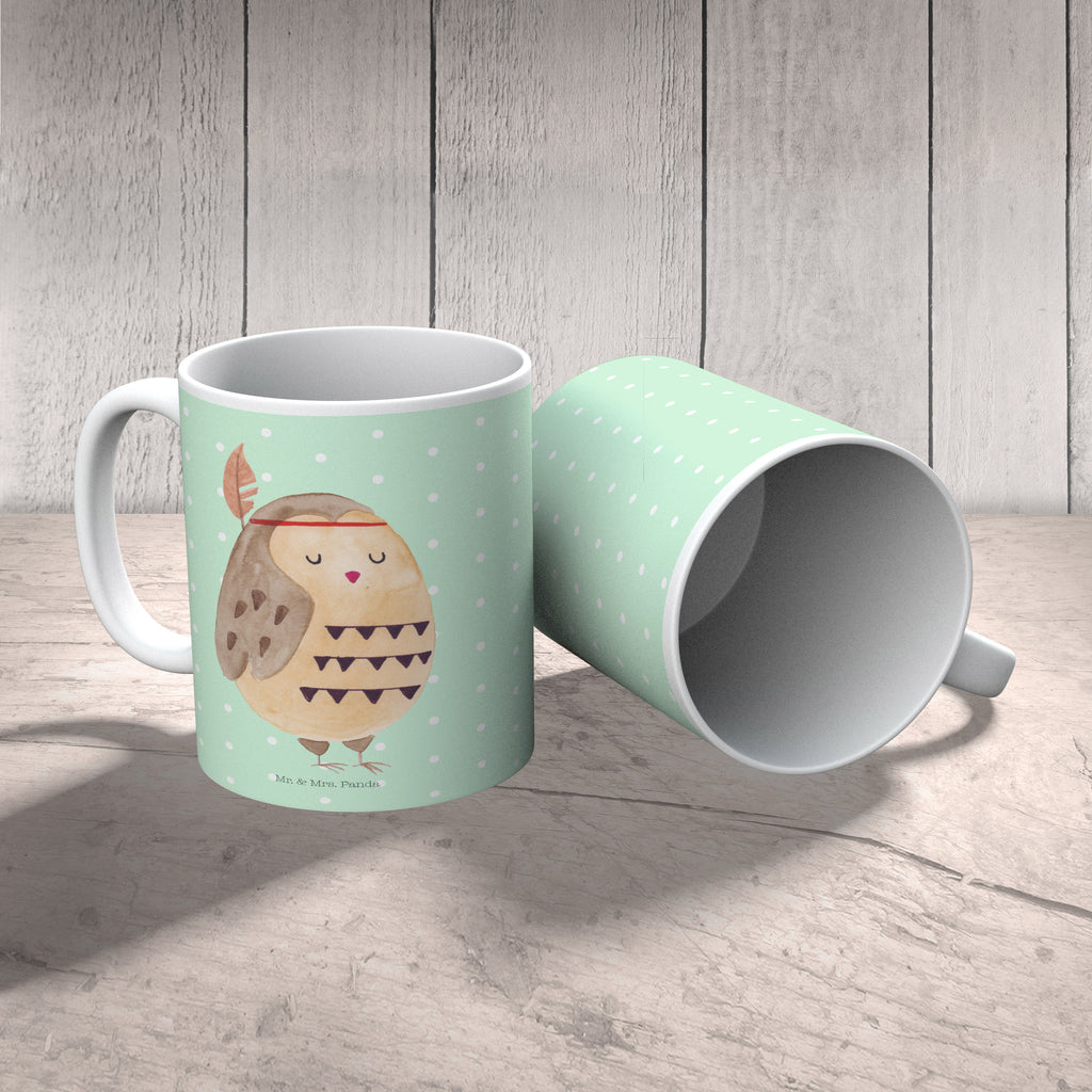 Tasse Eule Federschmuck Eule, Eule Deko, Owl, Das Leben ist ein Abenteuer, Reisespruch, Federschmuck, Dekoration  Becher, Kaffeetasse, Kaffeebecher, Tee, Frühstück, Büro  Eule