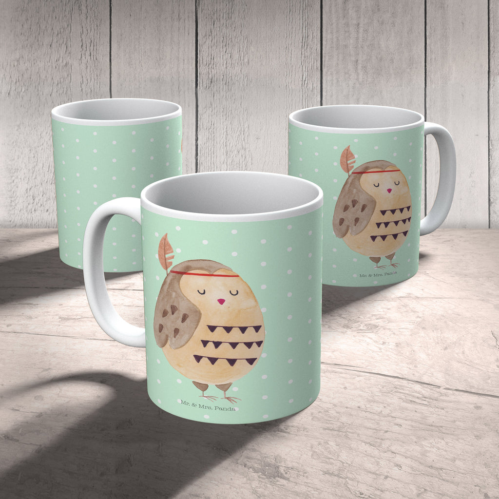 Tasse Eule Federschmuck Eule, Eule Deko, Owl, Das Leben ist ein Abenteuer, Reisespruch, Federschmuck, Dekoration  Becher, Kaffeetasse, Kaffeebecher, Tee, Frühstück, Büro  Eule