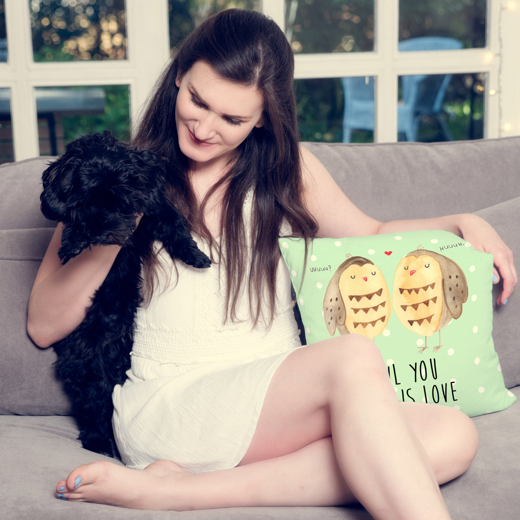 40x40 Kissen Eule Liebe Kissenhülle, Kopfkissen, Sofakissen, Dekokissen, Motivkissen, Eule, Eule Deko, Liebe, Hochzeit Spruch, Owl, All you need is love, Liebe Spruch, Freundin Geschenk, Freund, Wortspiel lustig