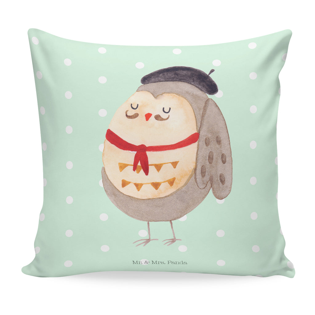 40x40 Kissen Eule Französisch Kissenhülle, Kopfkissen, Sofakissen, Dekokissen, Motivkissen, Eule, Eulen, Eule Deko, Owl, hibou, La vie est belle, das Leben ist schön, Spruch schön, Spruch Französisch, Frankreich