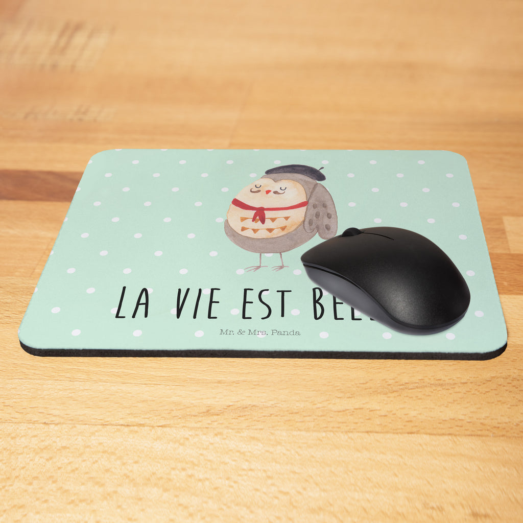 Mauspad Eule Französisch Mousepad, Computer zubehör, Büroausstattung, PC Zubehör, Arbeitszimmer, Mauspad, Einzigartiges Mauspad, Designer Mauspad, Eule, Eulen, Eule Deko, Owl, hibou, La vie est belle, das Leben ist schön, Spruch schön, Spruch Französisch, Frankreich