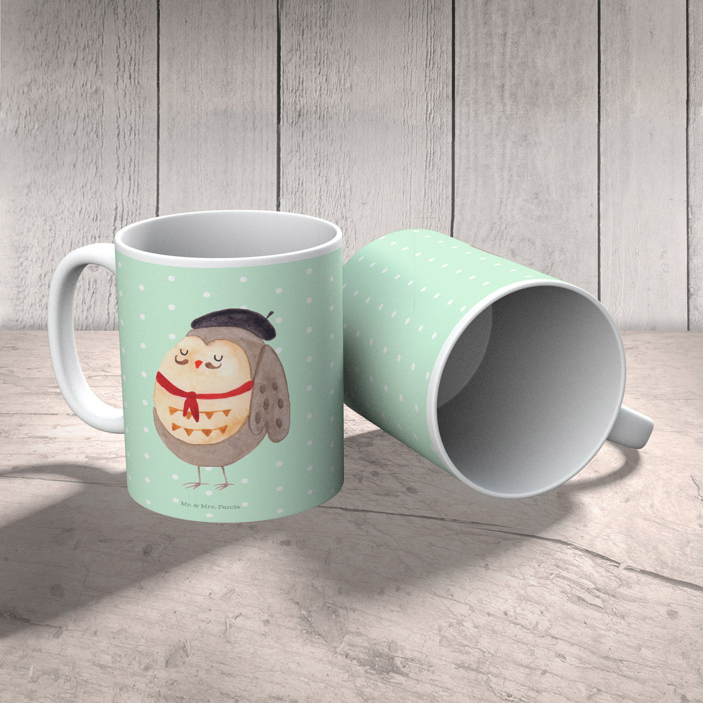 Tasse Eule Französisch Eule, Eulen, Eule Deko, Owl, hibou, La vie est belle, das Leben ist schön, Spruch schön, Spruch Französisch, Frankreich Becher, Kaffeetasse, Kaffeebecher, Tee, Frühstück, Büro  Eule