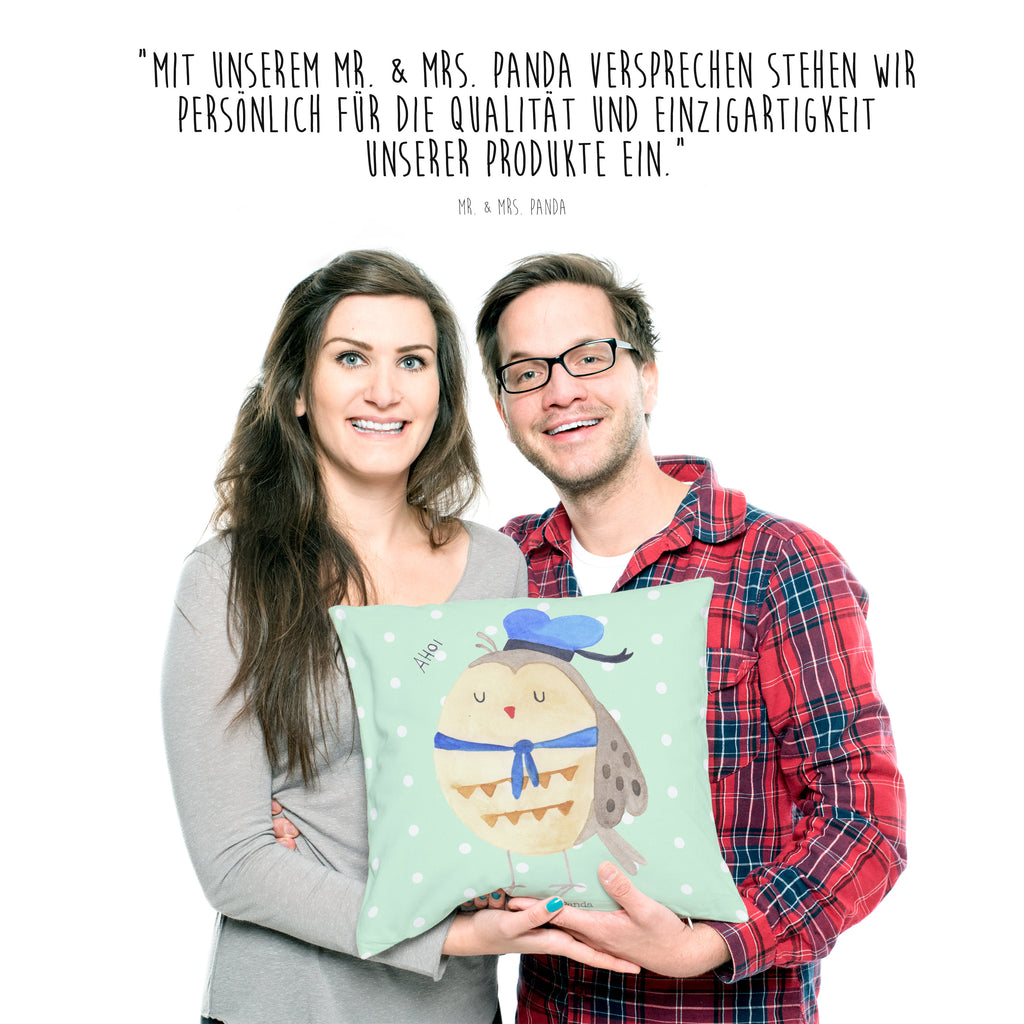 40x40 Kissen Eule Matrosen Kissenhülle, Kopfkissen, Sofakissen, Dekokissen, Motivkissen, Eule, Eule Spruch, Eule Deko, Owl, Wortspiel lustig, Matrose, Freundin, Ehe, Seefahrer, Heimathafen, Hochzeitstag Geschenk