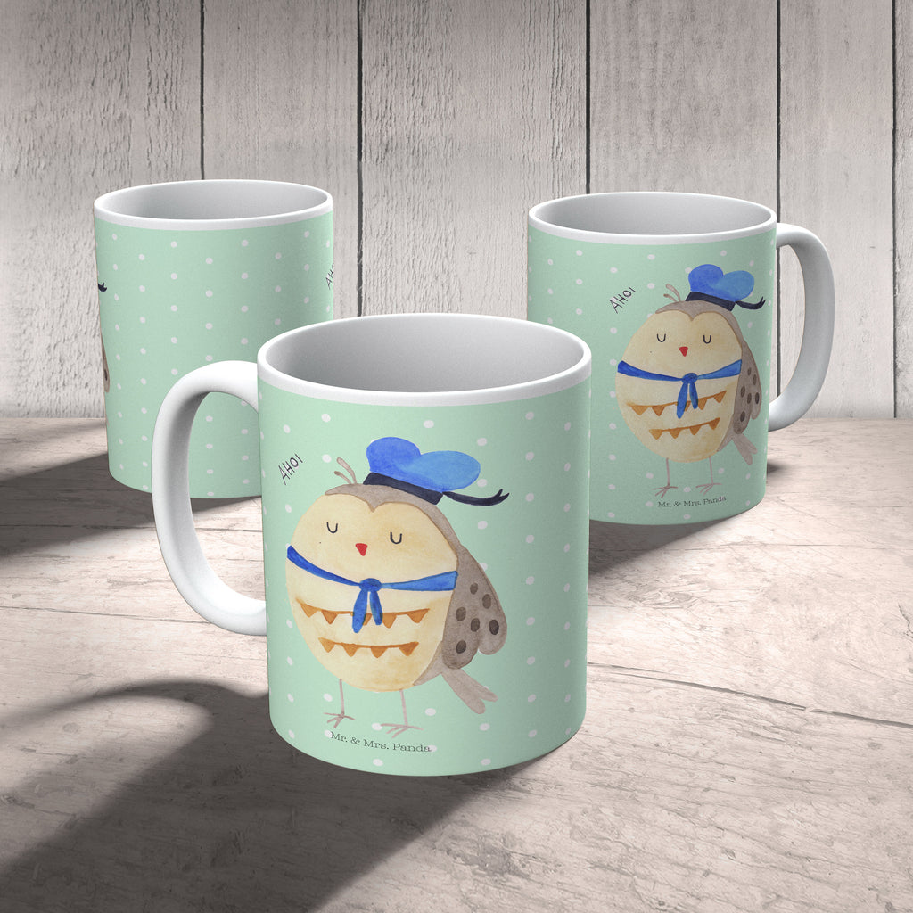 Tasse Eule Matrosen Eule Spruch, Eule Deko, Owl, Wortspiel lustig, Matrose, Freundin, Ehe, Seefahrer, Heimathafen, Hochzeitstag Geschenk   Becher, Kaffeetasse, Kaffeebecher, Tee, Frühstück, Büro  Eule