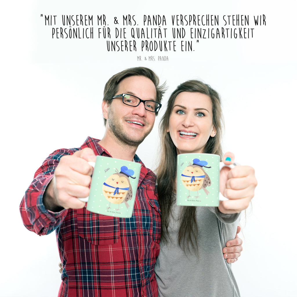Tasse Eule Matrosen Eule Spruch, Eule Deko, Owl, Wortspiel lustig, Matrose, Freundin, Ehe, Seefahrer, Heimathafen, Hochzeitstag Geschenk   Becher, Kaffeetasse, Kaffeebecher, Tee, Frühstück, Büro  Eule