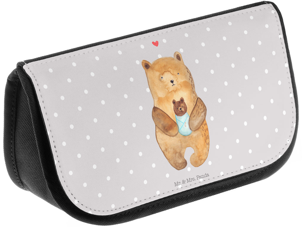 Kosmetiktasche Bär mit Baby Kosmetikbeutel, Kulturtasche, Kulturbeutel, Schminktasche, Make-Up Tasche, Bär, Teddy, Teddybär, Eltern, Mutter, Baby, Taufe, Geburt, Nichte, Neffe, Enkel, Enkelin, Täufling, Geburtstag, Glückwunsch