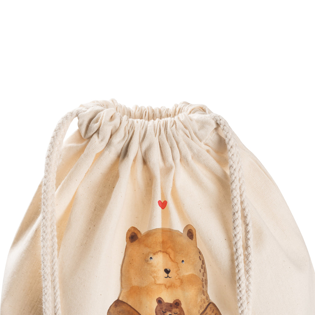 Sportbeutel Bär mit Baby Turnbeutel, Beutel, Sporttasche, Tasche, Stoffbeutel, Bär, Teddy, Teddybär, Eltern, Mutter, Baby, Taufe, Geburt, Nichte, Neffe, Enkel, Enkelin, Täufling, Geburtstag, Glückwunsch