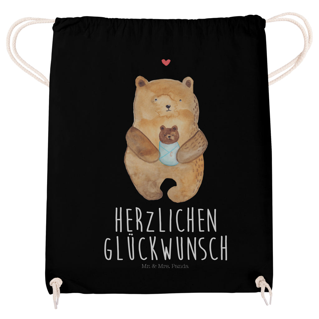 Sportbeutel Bär mit Baby Turnbeutel, Beutel, Sporttasche, Tasche, Stoffbeutel, Bär, Teddy, Teddybär, Eltern, Mutter, Baby, Taufe, Geburt, Nichte, Neffe, Enkel, Enkelin, Täufling, Geburtstag, Glückwunsch