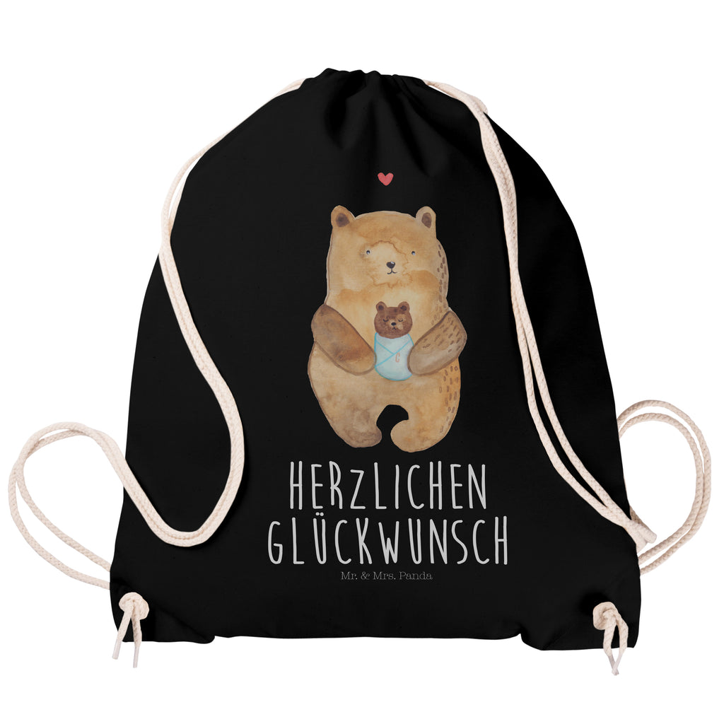 Sportbeutel Bär mit Baby Turnbeutel, Beutel, Sporttasche, Tasche, Stoffbeutel, Bär, Teddy, Teddybär, Eltern, Mutter, Baby, Taufe, Geburt, Nichte, Neffe, Enkel, Enkelin, Täufling, Geburtstag, Glückwunsch