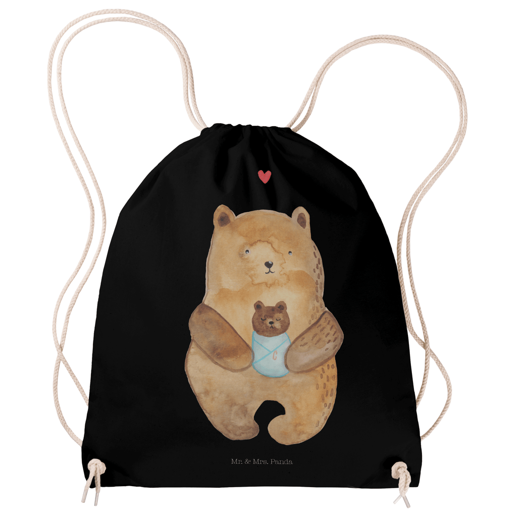 Sportbeutel Bär mit Baby Turnbeutel, Beutel, Sporttasche, Tasche, Stoffbeutel, Bär, Teddy, Teddybär, Eltern, Mutter, Baby, Taufe, Geburt, Nichte, Neffe, Enkel, Enkelin, Täufling, Geburtstag, Glückwunsch