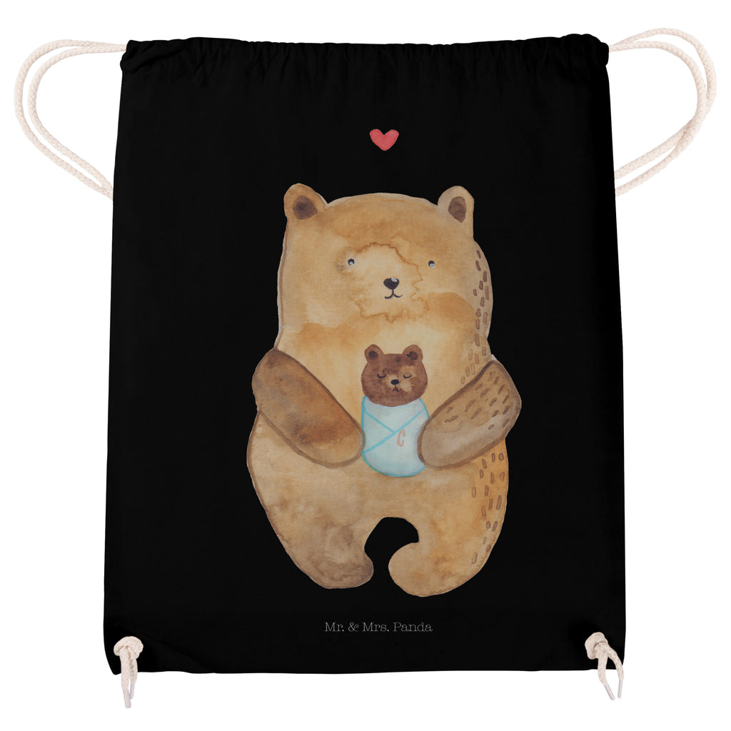 Sportbeutel Bär mit Baby Turnbeutel, Beutel, Sporttasche, Tasche, Stoffbeutel, Bär, Teddy, Teddybär, Eltern, Mutter, Baby, Taufe, Geburt, Nichte, Neffe, Enkel, Enkelin, Täufling, Geburtstag, Glückwunsch