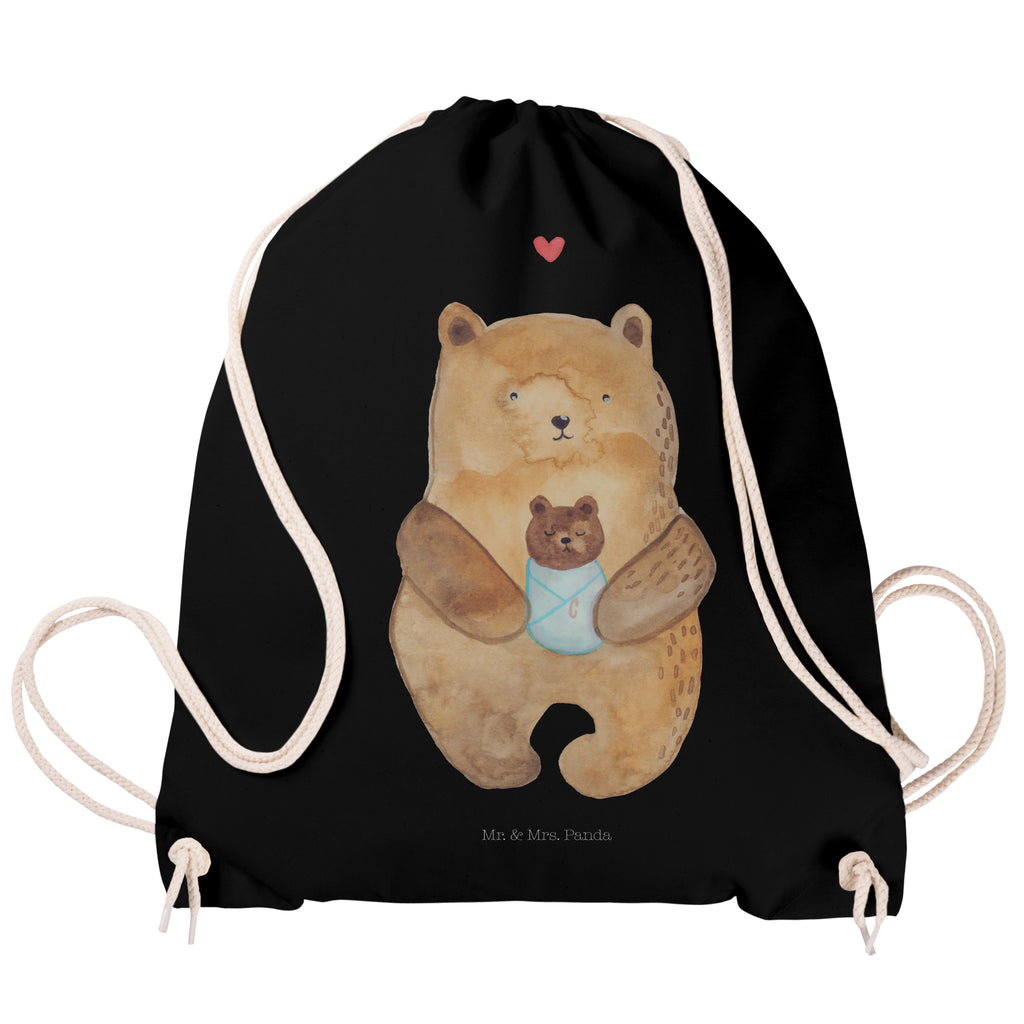 Sportbeutel Bär mit Baby Turnbeutel, Beutel, Sporttasche, Tasche, Stoffbeutel, Bär, Teddy, Teddybär, Eltern, Mutter, Baby, Taufe, Geburt, Nichte, Neffe, Enkel, Enkelin, Täufling, Geburtstag, Glückwunsch